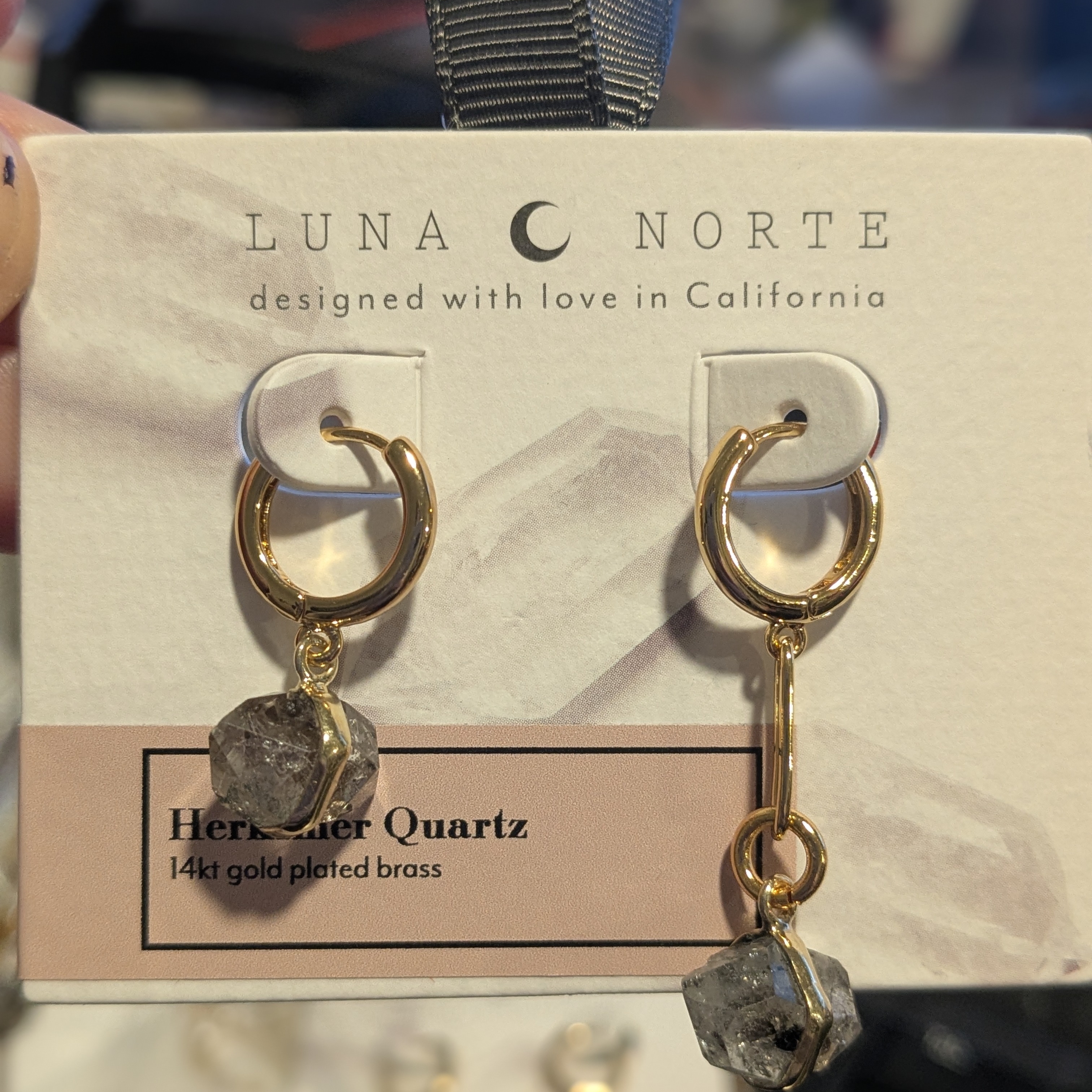 Gold Plated Herkimer Quartz Mismatched Earrings 28$